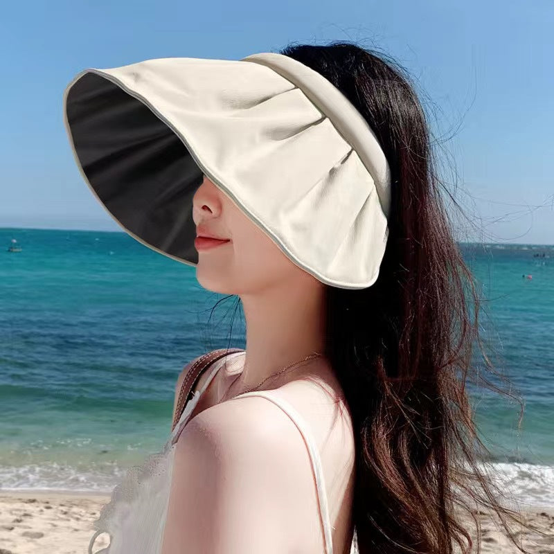 Wholesale Polyester UV Resistant Large Brim Black Rubber Hollow Top Hat
